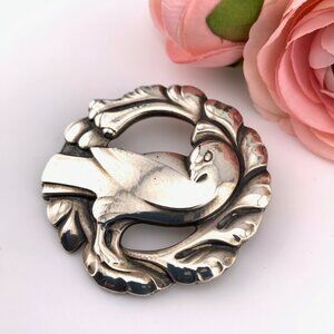 Georg Jensen Dove Bird No. 123 Vintage Denmark Sterling Silver Brooch J903